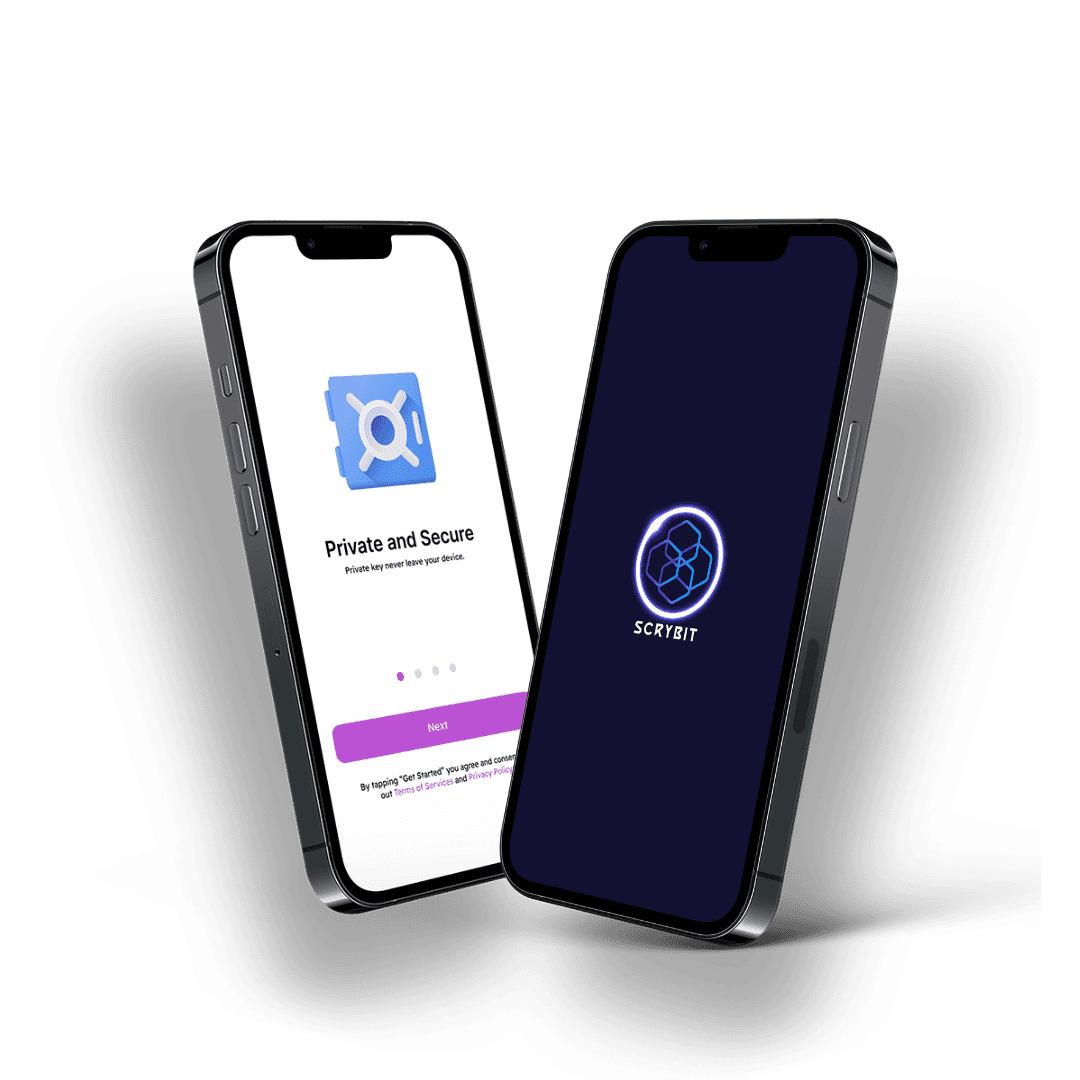 Scrybit Wallet running on a mobile phone